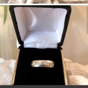 MEN- White gold Wedding band w/ real diamonds